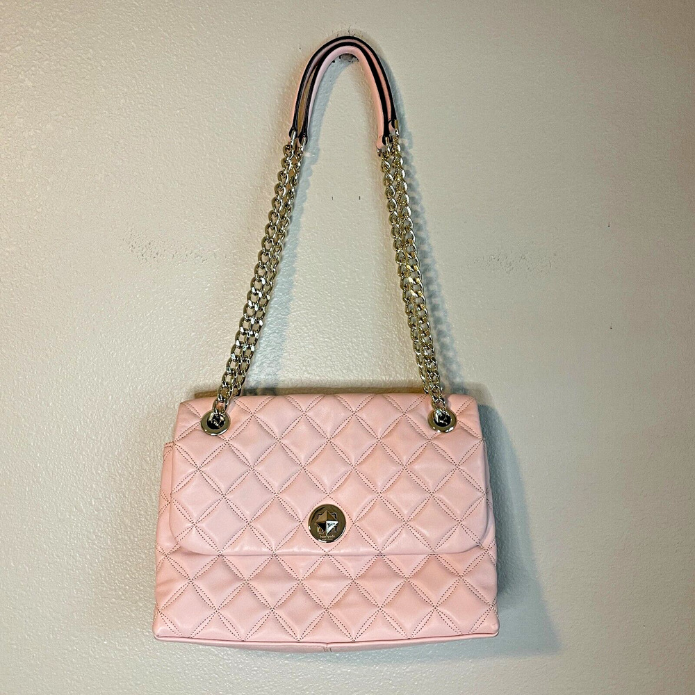 Kate Spade Natalia Medium Flap Crossbody Shoulder Quilted Leather Pink Blush